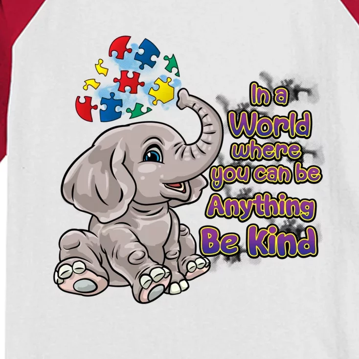 Autism Awareness Be Kind Elephant Puzzle Teacher Mom Gift Kids Colorblock Raglan Jersey