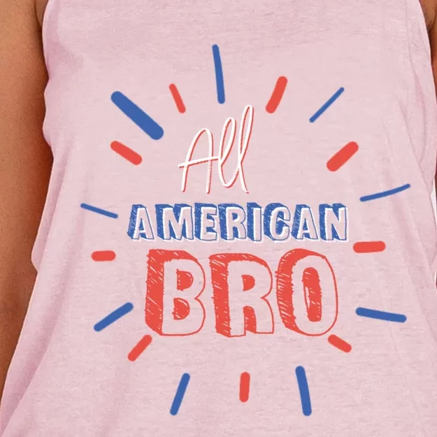 All American Bro Brother Matching Family 4th Of July Holiday Gift Women's Knotted Racerback Tank