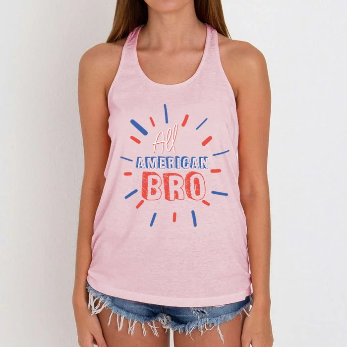 All American Bro Brother Matching Family 4th Of July Holiday Gift Women's Knotted Racerback Tank