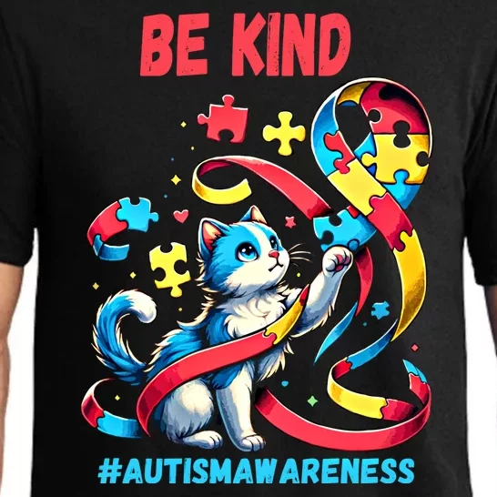 Autism Awareness Be Kind Cat Gift Pajama Set