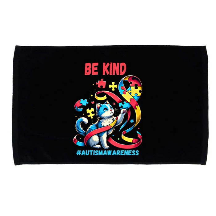 Autism Awareness Be Kind Cat Gift Microfiber Hand Towel