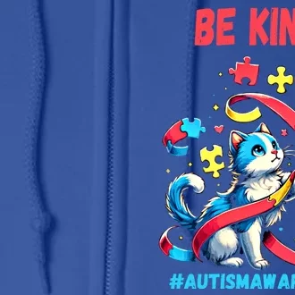 Autism Awareness Be Kind Cat Gift Full Zip Hoodie