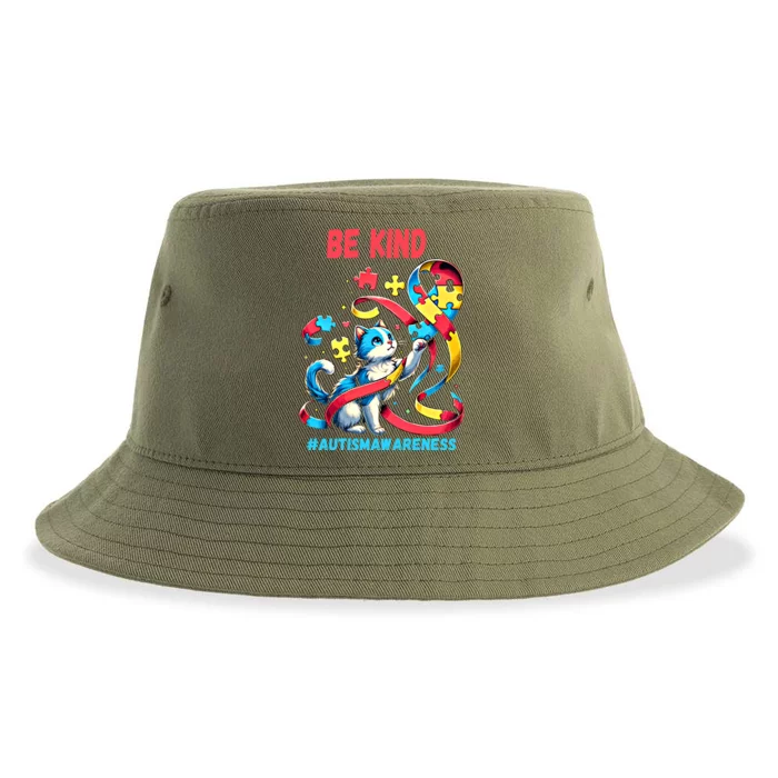 Autism Awareness Be Kind Cat Gift Sustainable Bucket Hat