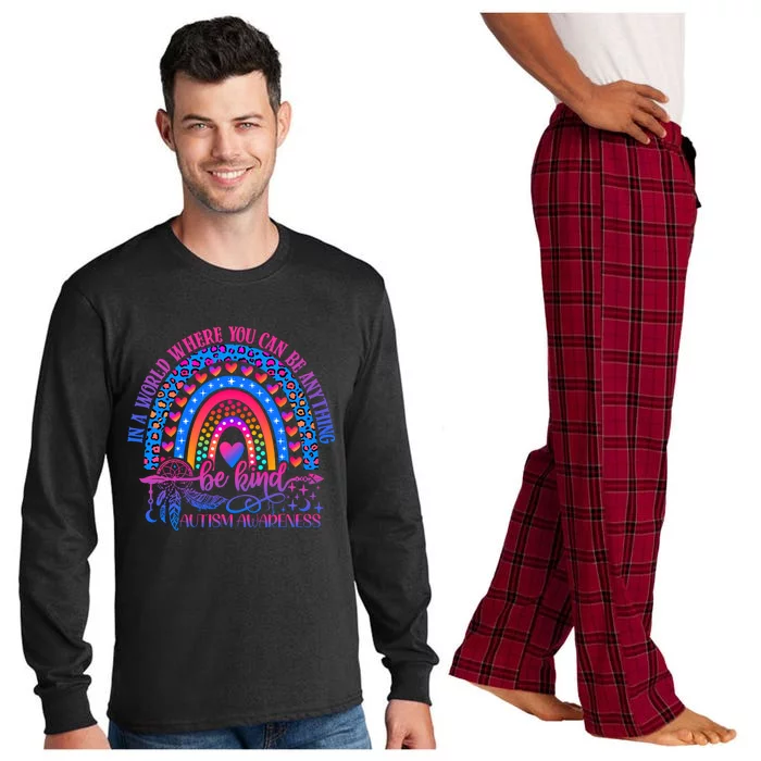 Autism Awareness Be Kind Leopard Rainbow Choose Kindness Cool Gift Long Sleeve Pajama Set