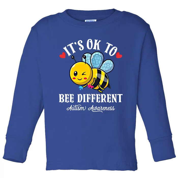 Autism Awareness Bee ItS Ok To Be Different Autistic Bees Funny Gift Toddler Long Sleeve Shirt