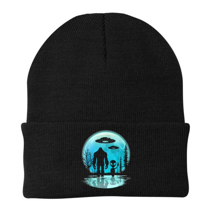 Alien And Bigfoot Moon Knit Cap Winter Beanie