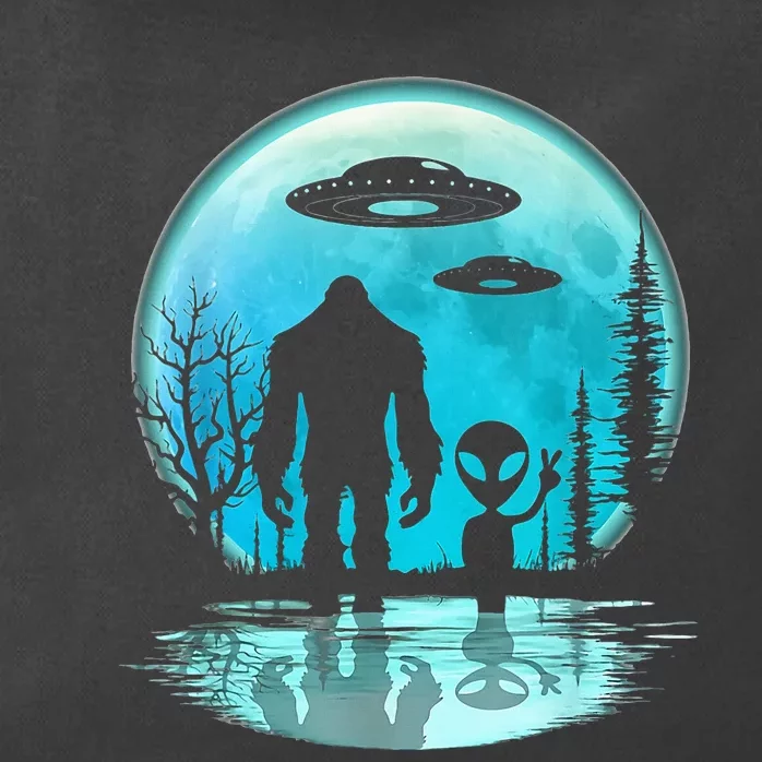 Alien And Bigfoot Moon Zip Tote Bag