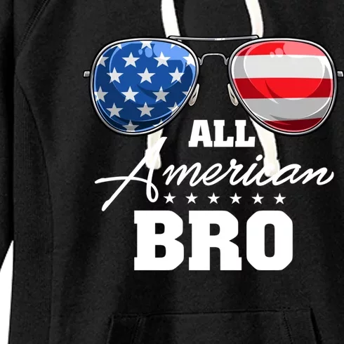 All American Bro Brother Usa Flag Sunglasses 4th Of July Gift Women's Fleece Hoodie