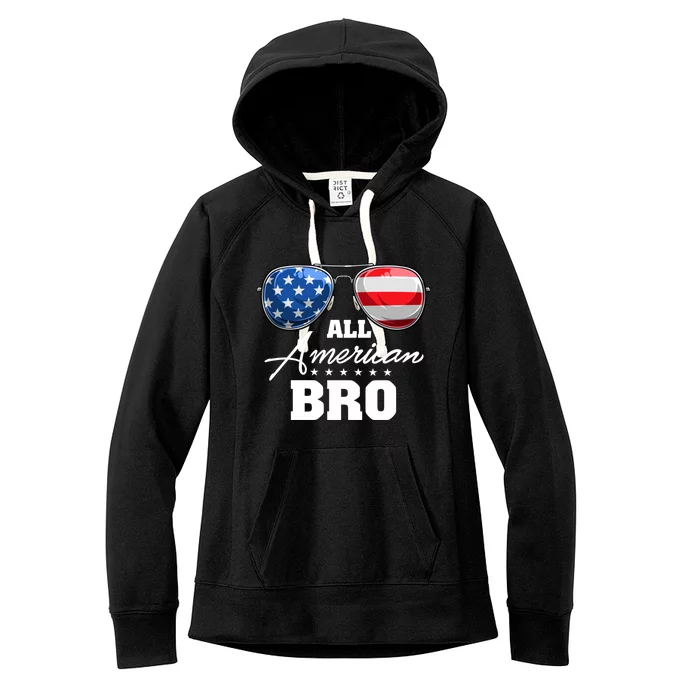 All American Bro Brother Usa Flag Sunglasses 4th Of July Gift Women's Fleece Hoodie