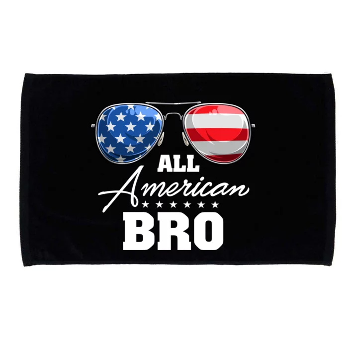 All American Bro Brother Usa Flag Sunglasses 4th Of July Gift Microfiber Hand Towel