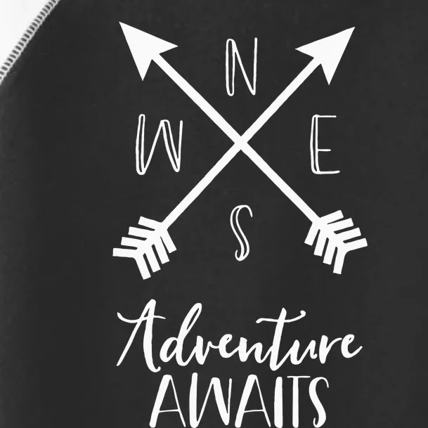 Adventure Awaits Boho Hiking Travel Arrows Compass Toddler Fine Jersey T-Shirt