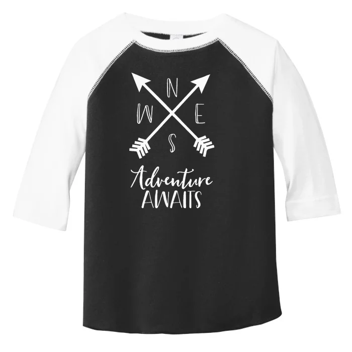 Adventure Awaits Boho Hiking Travel Arrows Compass Toddler Fine Jersey T-Shirt