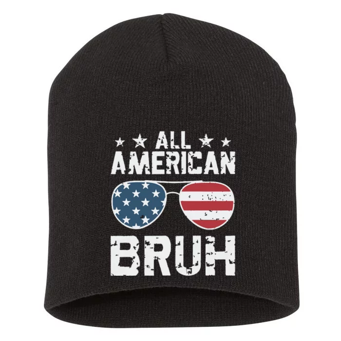 All American Boy American Dude American Bruh Short Acrylic Beanie