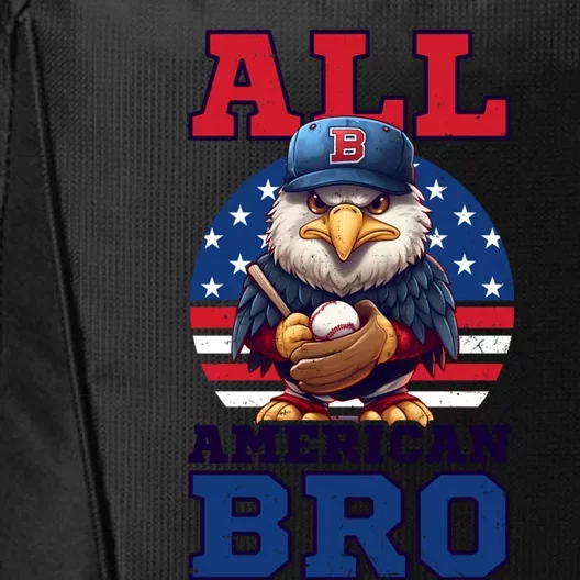 All American Bro Eagle Design 4th Of July Baseball Funny Gift City Backpack