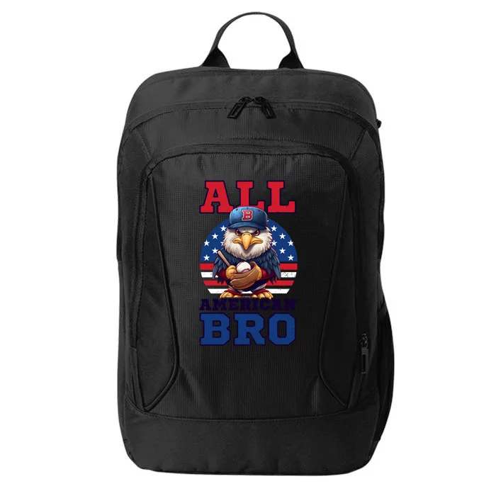 All American Bro Eagle Design 4th Of July Baseball Funny Gift City Backpack