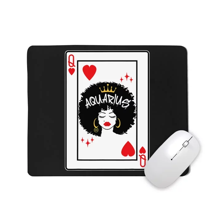 Aquarius Astrology Black Queen Hearts Blackjack Cards Poker Mousepad