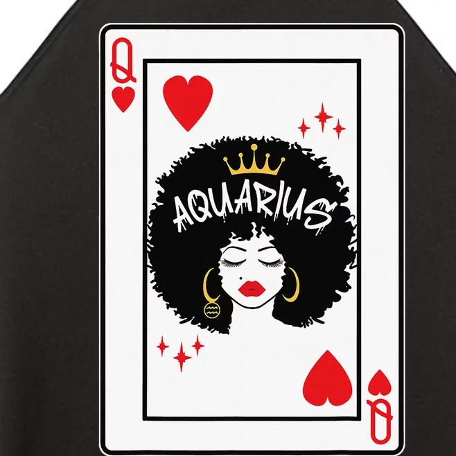 Aquarius Astrology Black Queen Hearts Blackjack Cards Poker Women’s Perfect Tri Rocker Tank