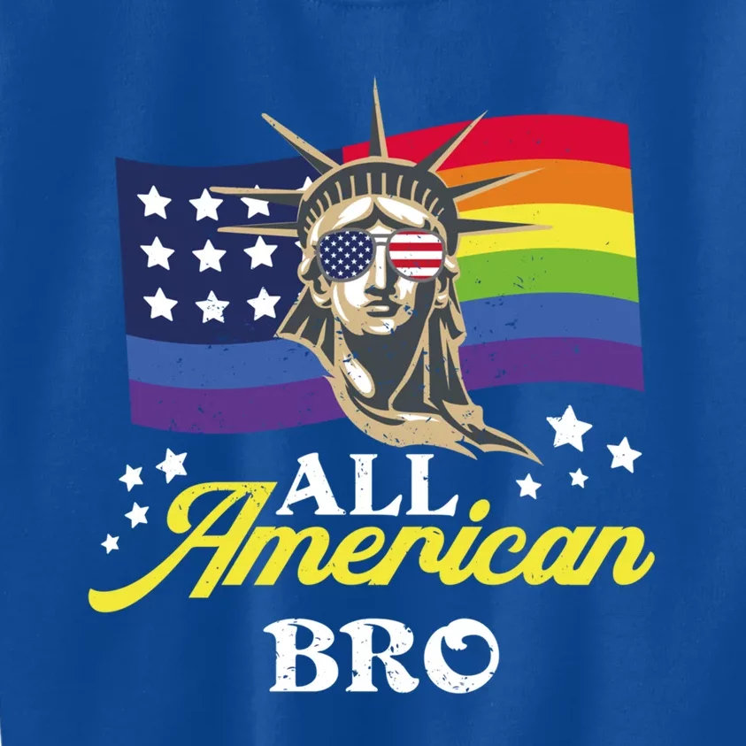 All American Bro 4th Of July Patriotic Lgbt Flag Gift Kids Sweatshirt