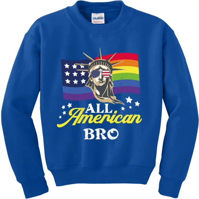 All American Bro 4th Of July Patriotic Lgbt Flag Gift Kids Sweatshirt