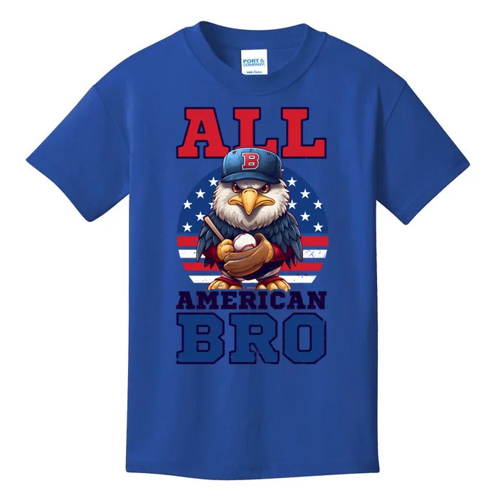 All American Bro Eagle Design 4th Of July Baseball Great Gift Kids T-Shirt