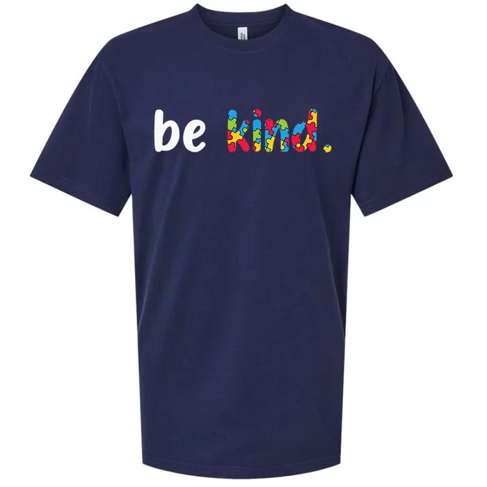 Autism Awareness Be Kind Colorful Puzzle Pieces Sueded Cloud Jersey T-Shirt