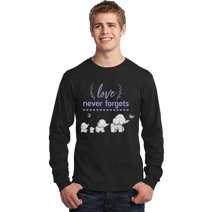 Alzheimers And Brain Awareness Love Never Forgets Purple Tall Long Sleeve T-Shirt