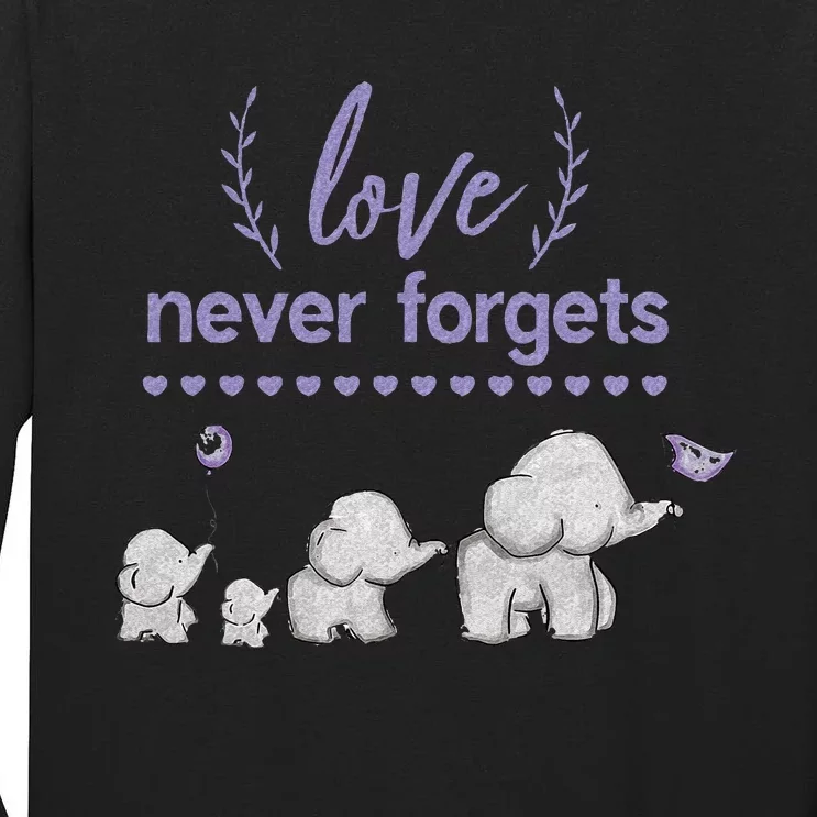 Alzheimers And Brain Awareness Love Never Forgets Purple Tall Long Sleeve T-Shirt