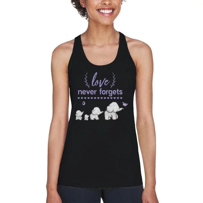 Alzheimers And Brain Awareness Love Never Forgets Purple Women's Racerback Tank