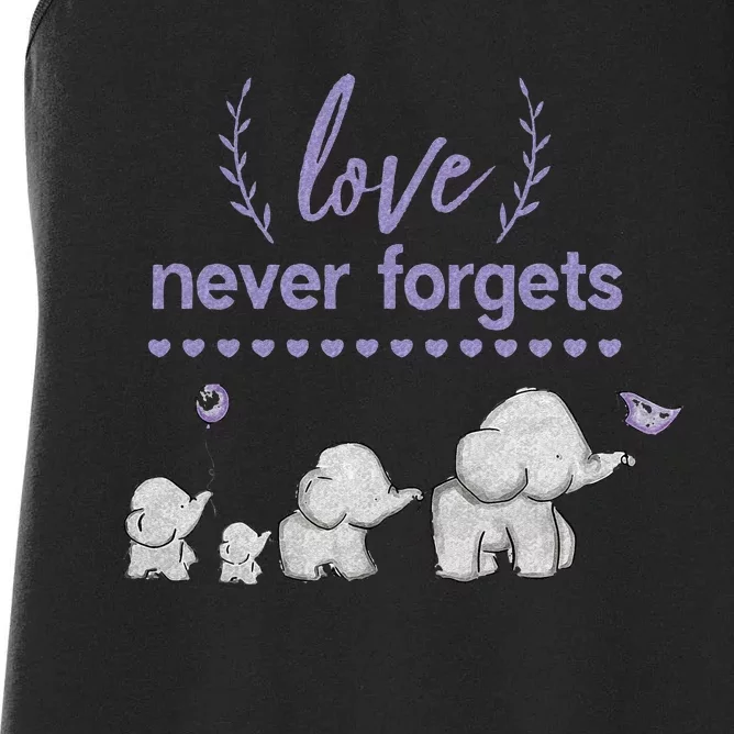 Alzheimers And Brain Awareness Love Never Forgets Purple Women's Racerback Tank