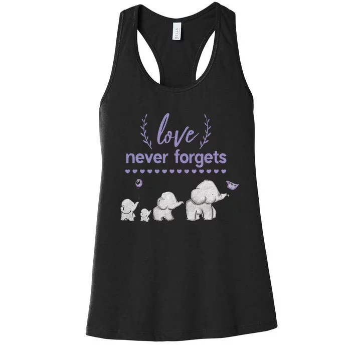 Alzheimers And Brain Awareness Love Never Forgets Purple Women's Racerback Tank