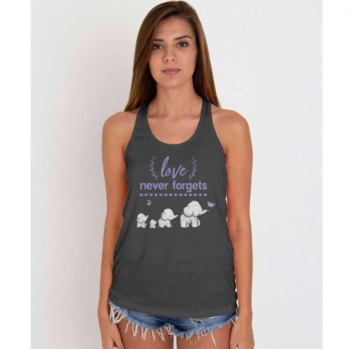 Alzheimers And Brain Awareness Love Never Forgets Purple Women's Knotted Racerback Tank