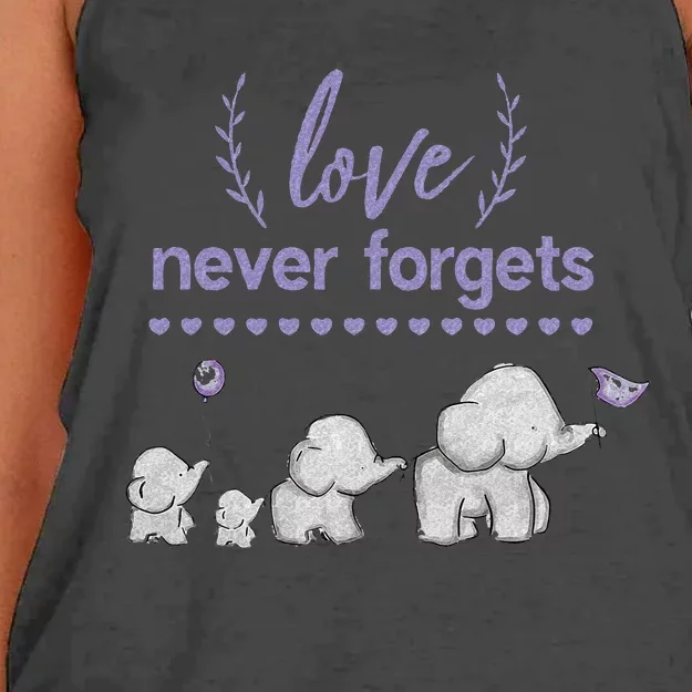 Alzheimers And Brain Awareness Love Never Forgets Purple Women's Knotted Racerback Tank