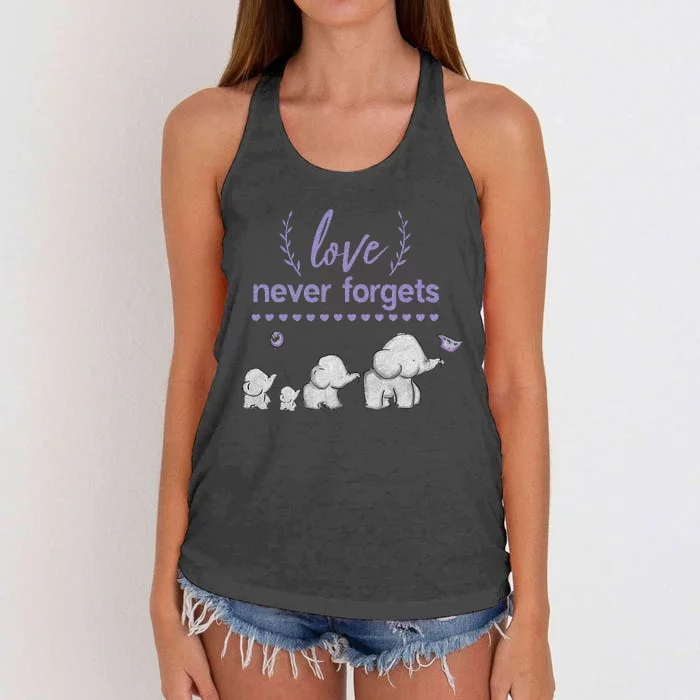 Alzheimers And Brain Awareness Love Never Forgets Purple Women's Knotted Racerback Tank