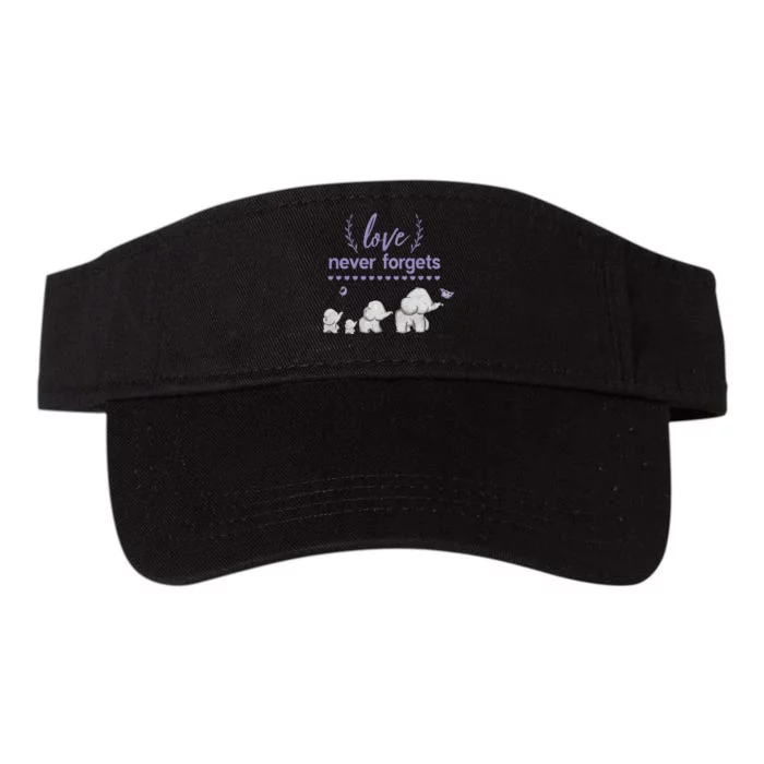 Alzheimers And Brain Awareness Love Never Forgets Purple Valucap Bio-Washed Visor