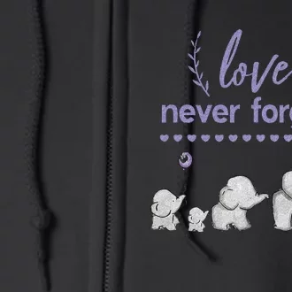 Alzheimers And Brain Awareness Love Never Forgets Purple Full Zip Hoodie