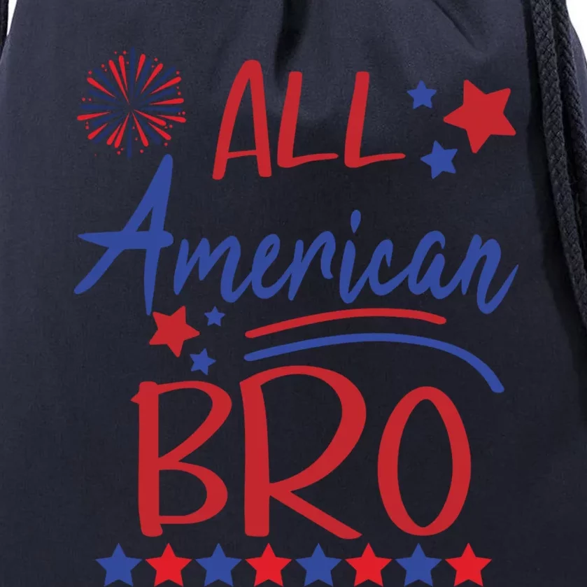 All American Bro Matching Family Brother 4th Of July Bro Fun Cute Gift Drawstring Bag