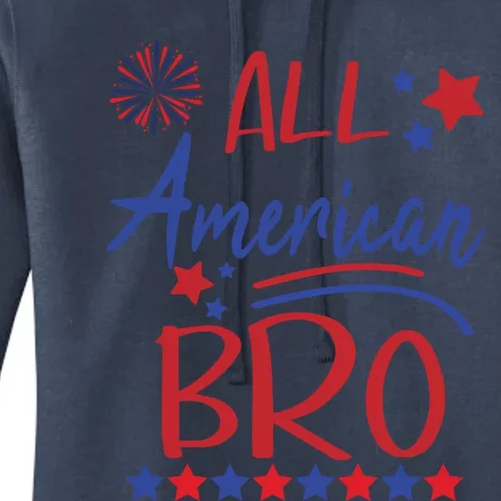 All American Bro Matching Family Brother 4th Of July Bro Fun Cute Gift Women's Pullover Hoodie