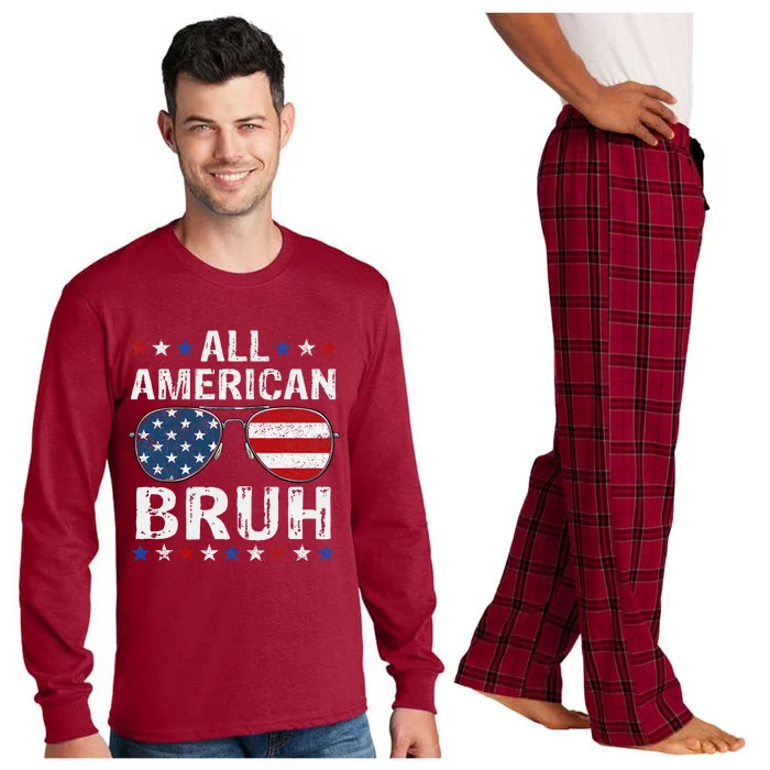 All American Bruh 4th Of Julypatriotic Teens Long Sleeve Pajama Set