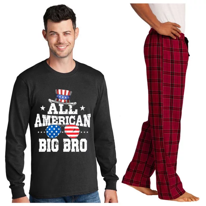 All American Brother American Flag 4th Of July Big Bro Gift Long Sleeve Pajama Set