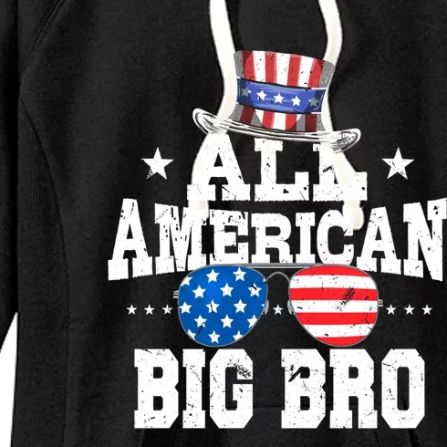 All American Brother American Flag 4th Of July Big Bro Gift Women's Fleece Hoodie