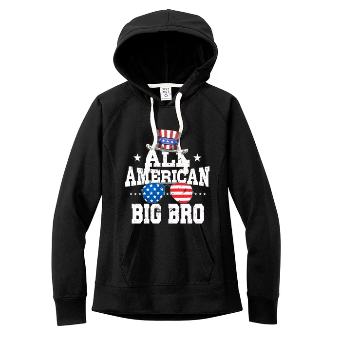 All American Brother American Flag 4th Of July Big Bro Gift Women's Fleece Hoodie