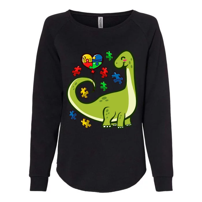 Autism Awareness Brontosaurus Dinosaur Puzzle Heart Autism Gift Womens California Wash Sweatshirt