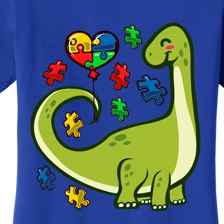 Autism Awareness Brontosaurus Dinosaur Puzzle Heart Autism Gift Women's T-Shirt