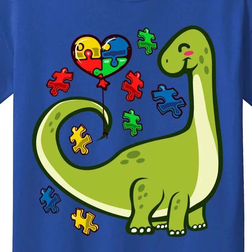 Autism Awareness Brontosaurus Dinosaur Puzzle Heart Autism Gift Kids T-Shirt