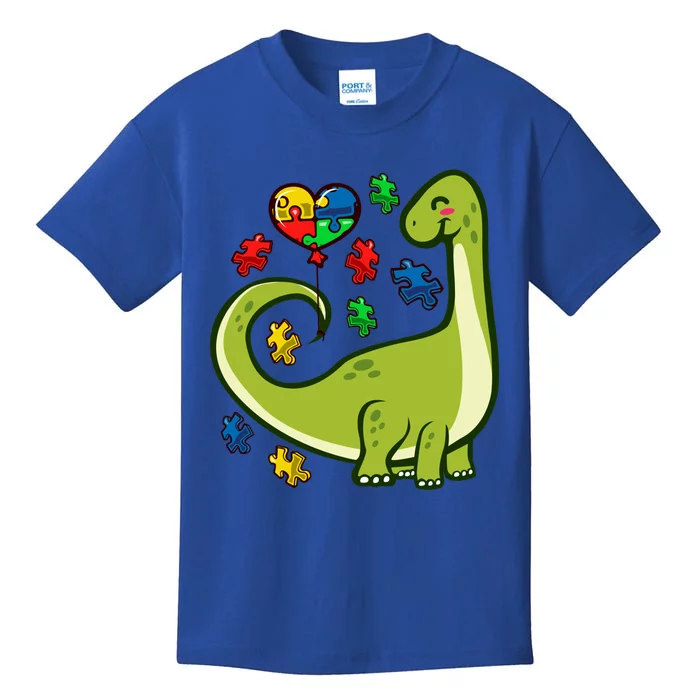 Autism Awareness Brontosaurus Dinosaur Puzzle Heart Autism Gift Kids T-Shirt