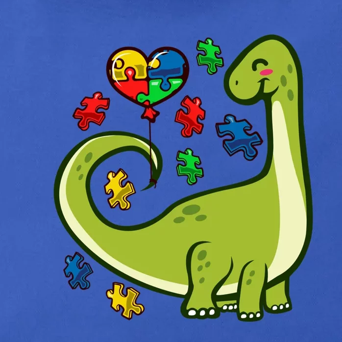 Autism Awareness Brontosaurus Dinosaur Puzzle Heart Autism Gift Zip Tote Bag