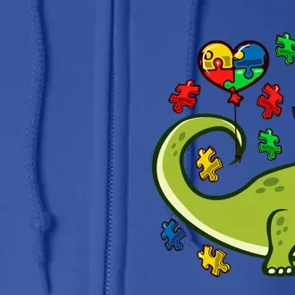 Autism Awareness Brontosaurus Dinosaur Puzzle Heart Autism Gift Full Zip Hoodie