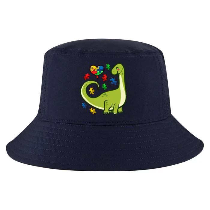 Autism Awareness Brontosaurus Dinosaur Puzzle Heart Autism Gift Cool Comfort Performance Bucket Hat