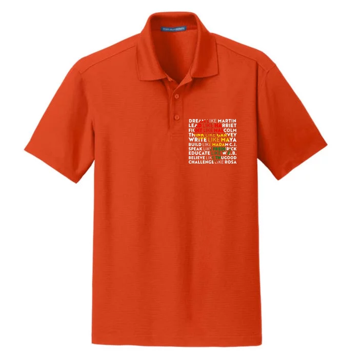 African American Black History Historical Figures Dry Zone Grid Performance Polo