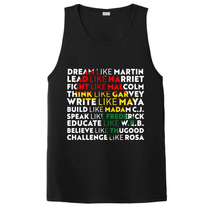 African American Black History Historical Figures Performance Tank